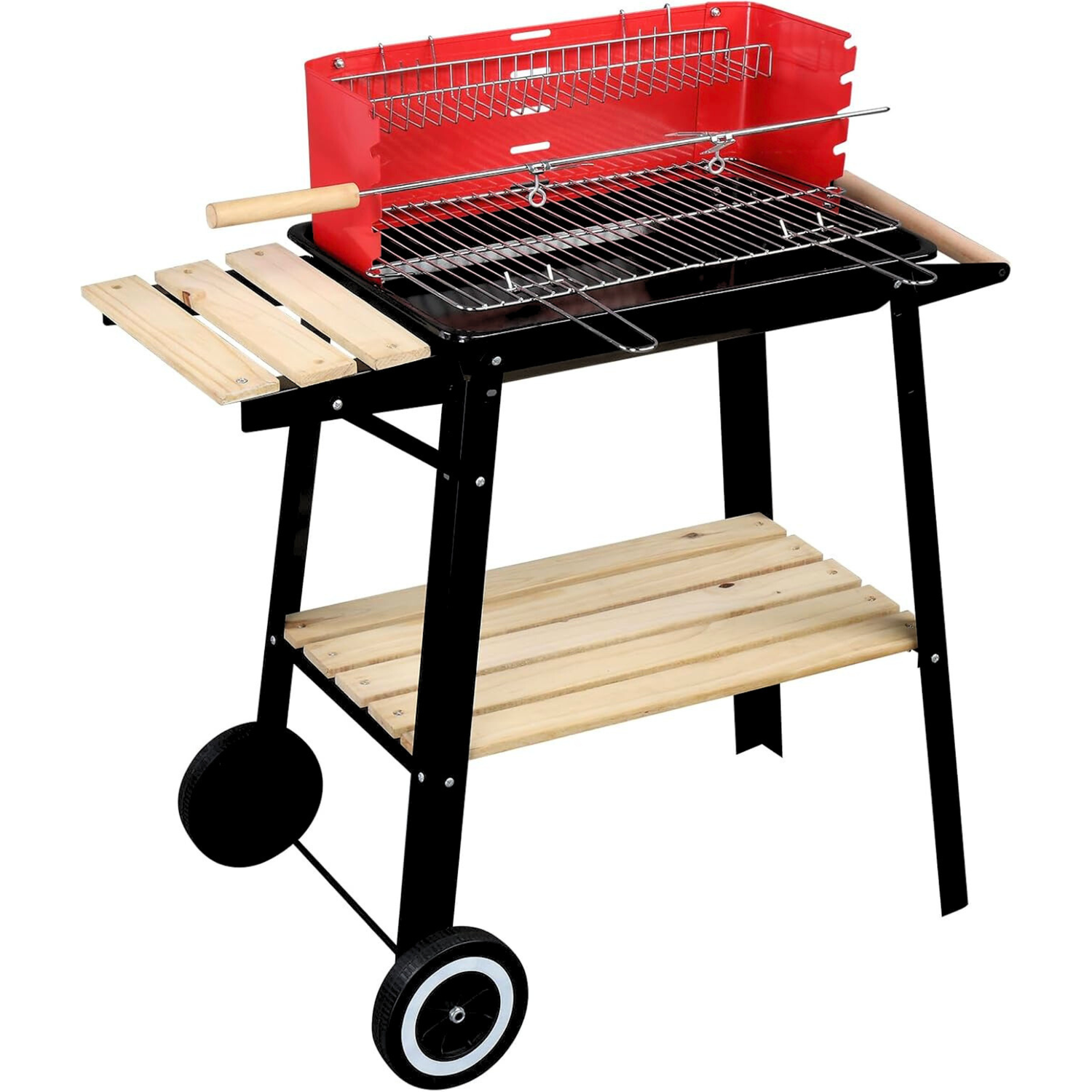 Parrilla De Asado Con Ruedas Y Bandeja-6