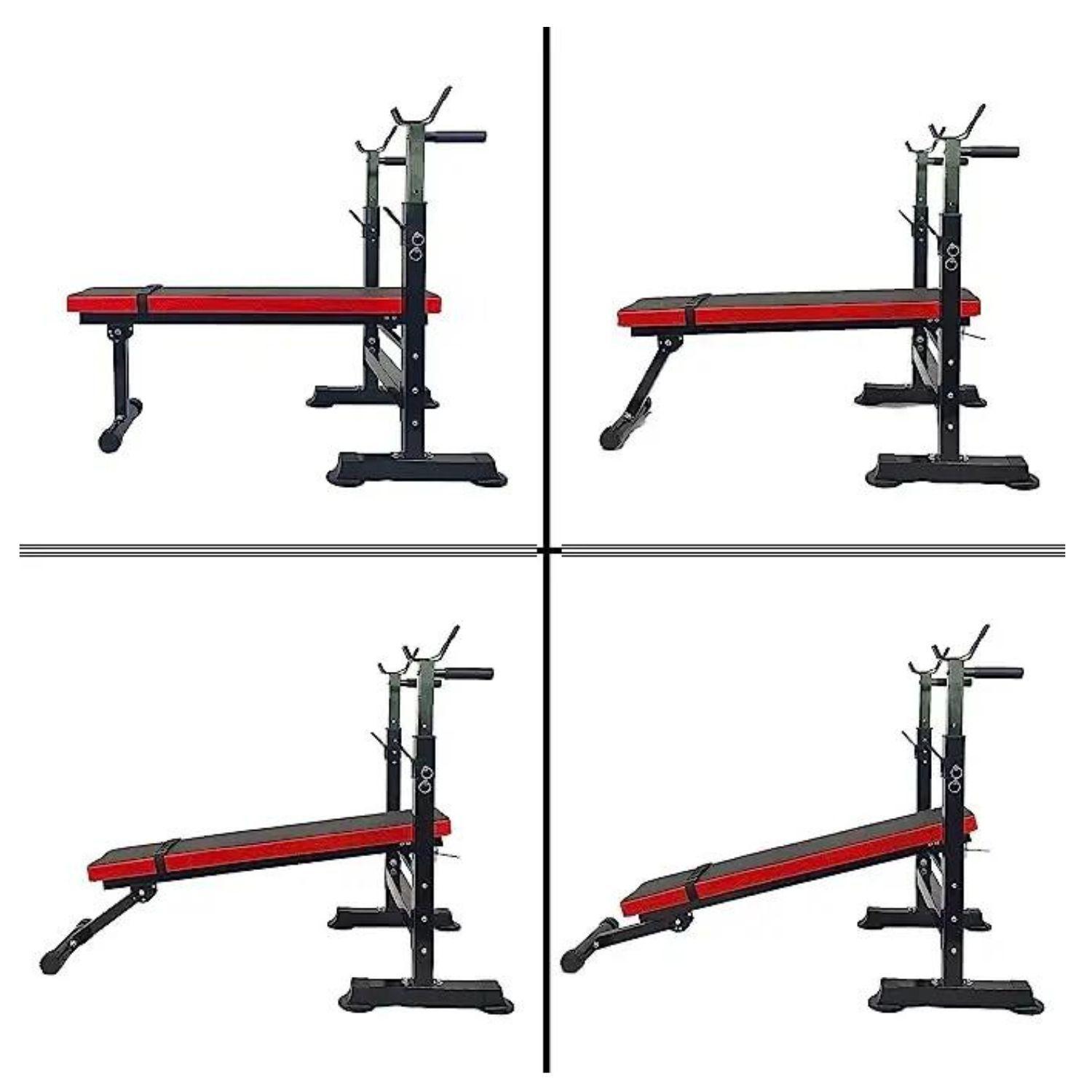 Press Banca Abdominal Reclinable Para Pesas Con Rack-4