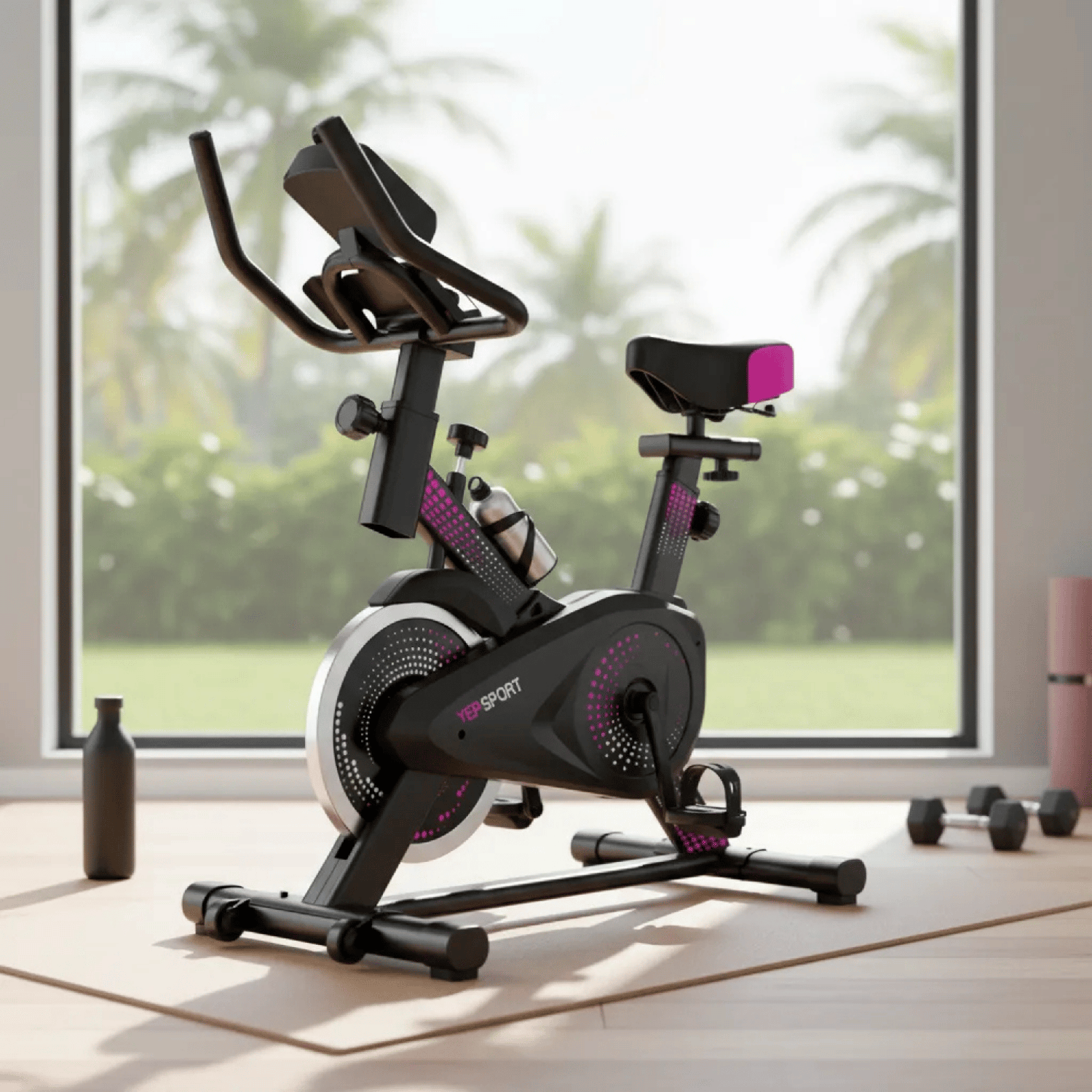 Bicicleta Spinning Yepsport Pinkpoint Con Botella-2