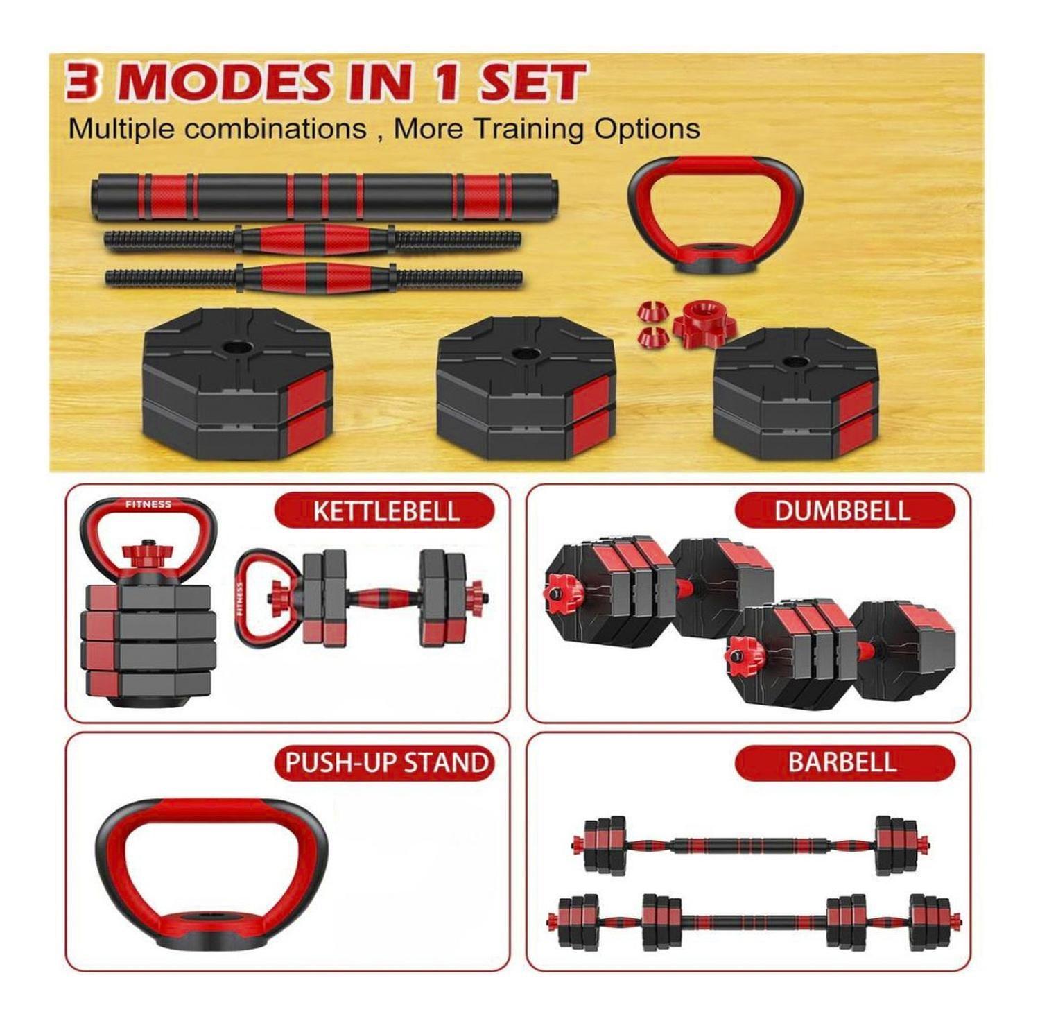 Set Mancuernas Barra Rusa Kettlebell Ajustables 40 Kg-1
