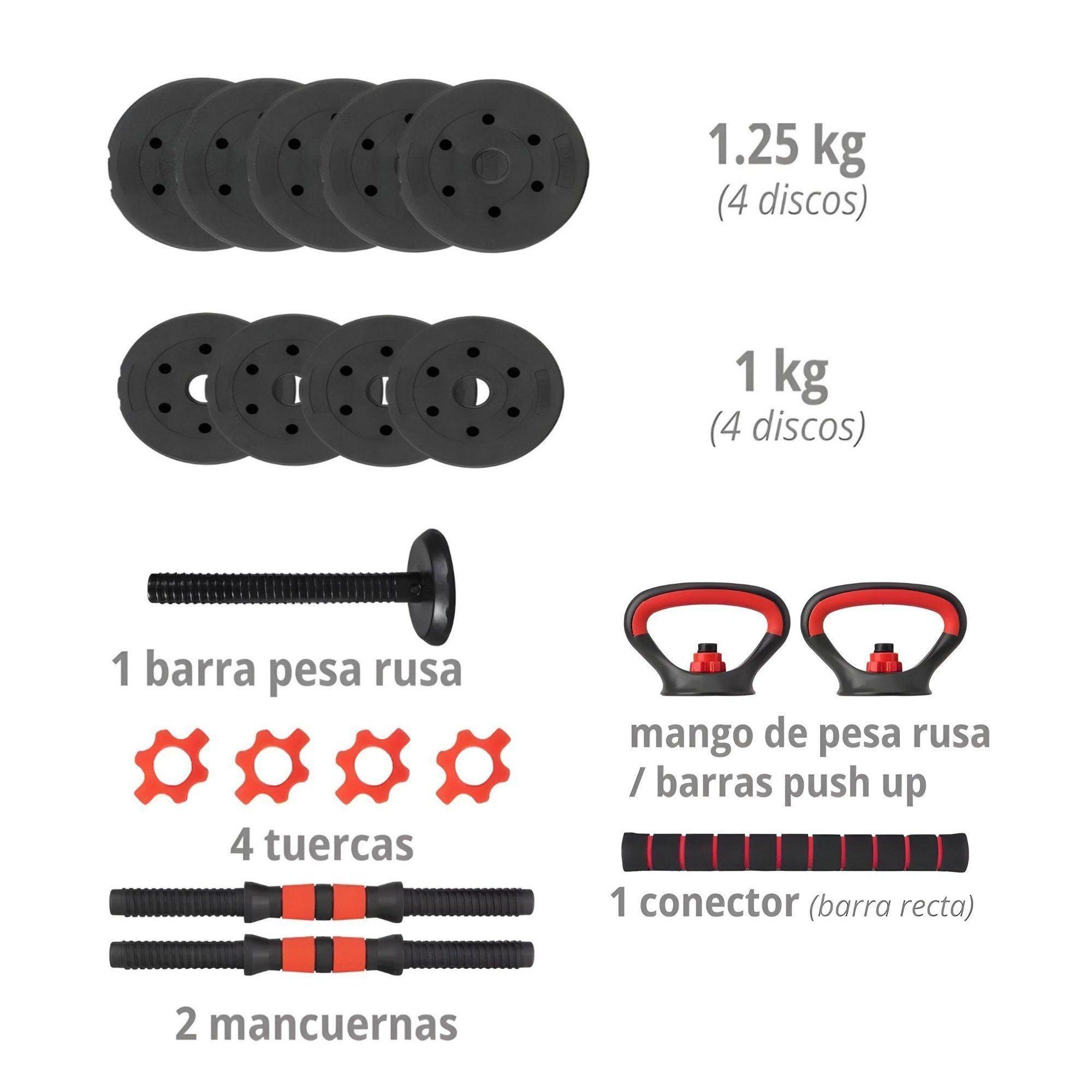 Mancuernas 10 kg Barra Ajustables Convertibles a barra -2