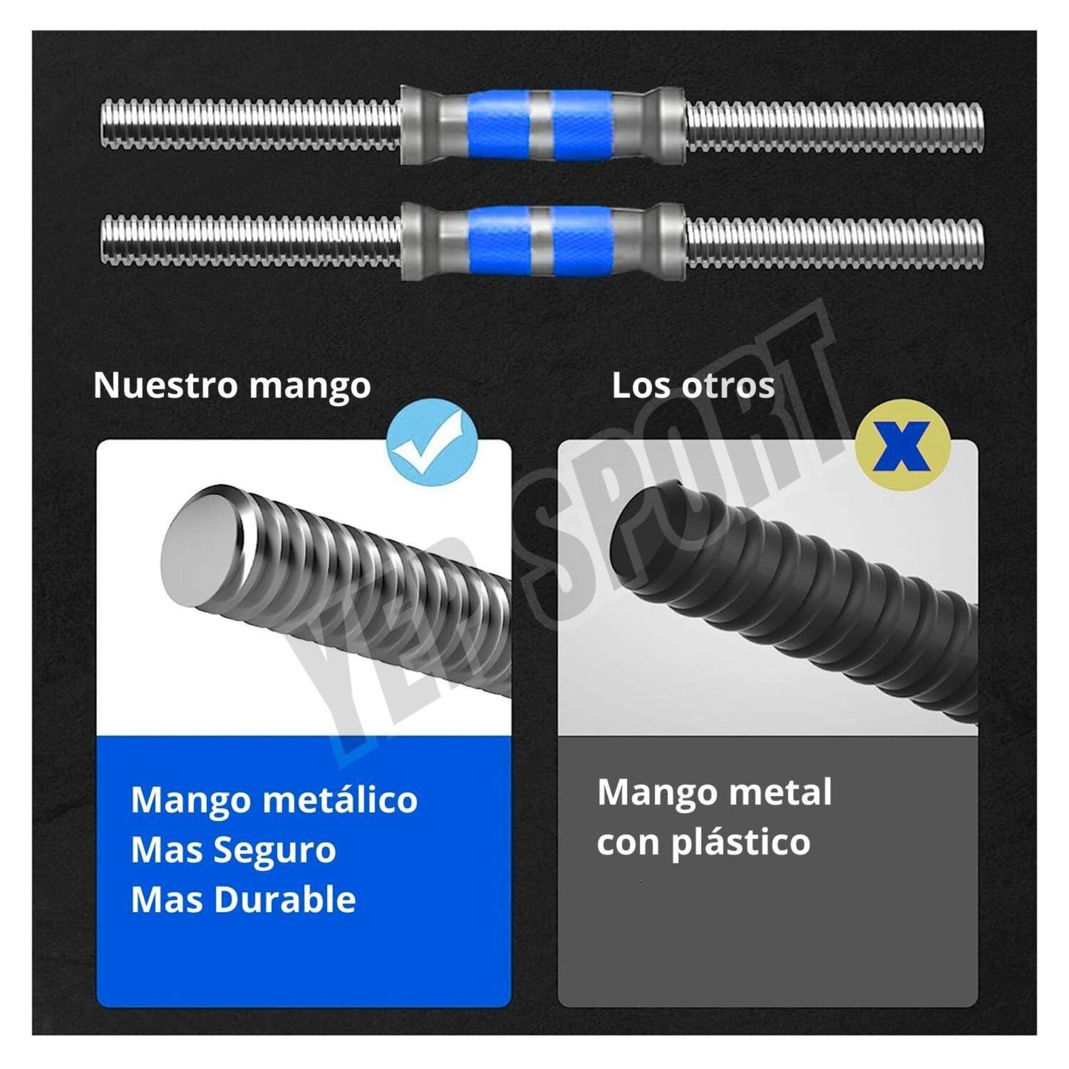 Set Mancuernas De Metal Cromadas 20 Kg Con Barra-4