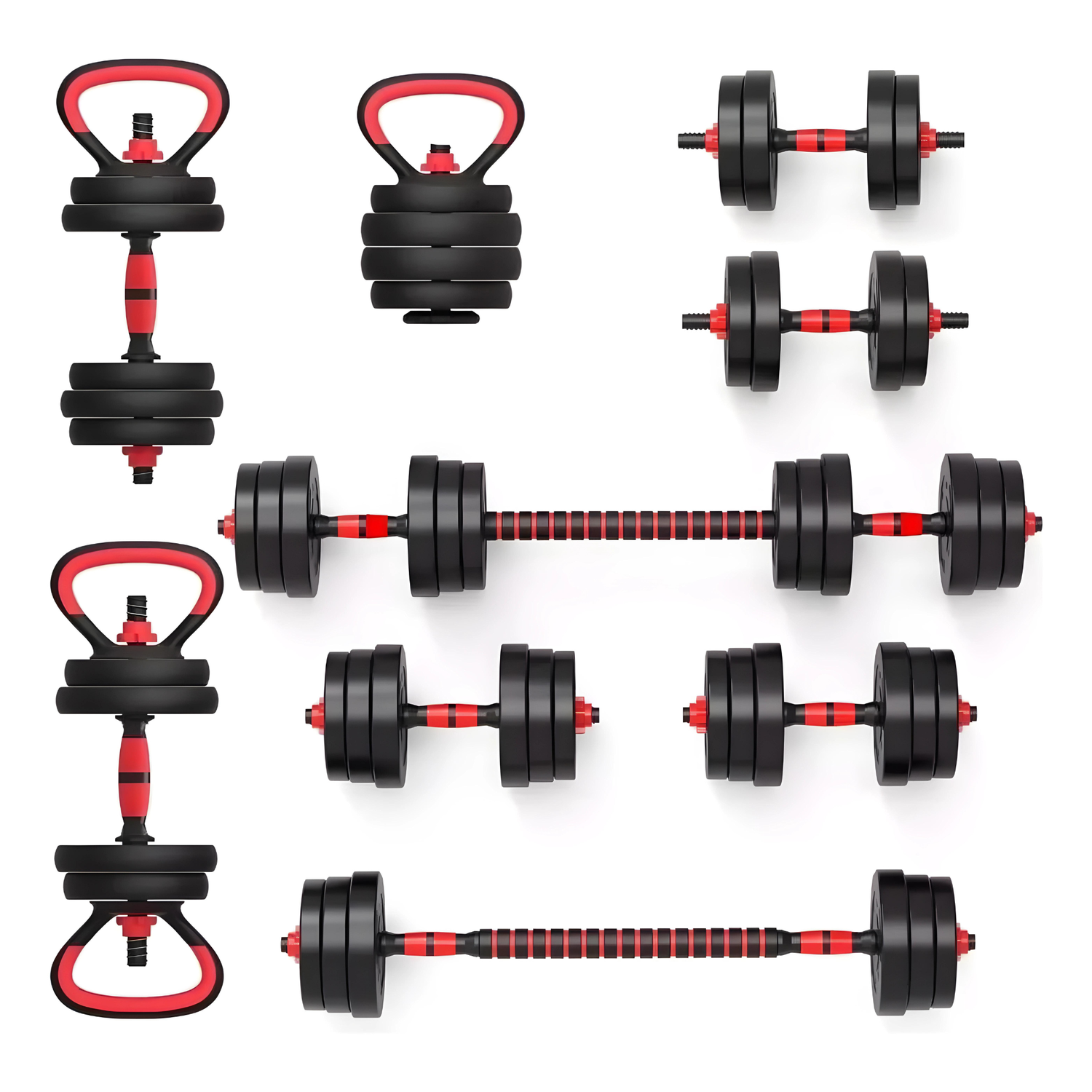 Set Mancuernas Barra Rusa Ajustables 20 Kg 4 En 1 Negro-2