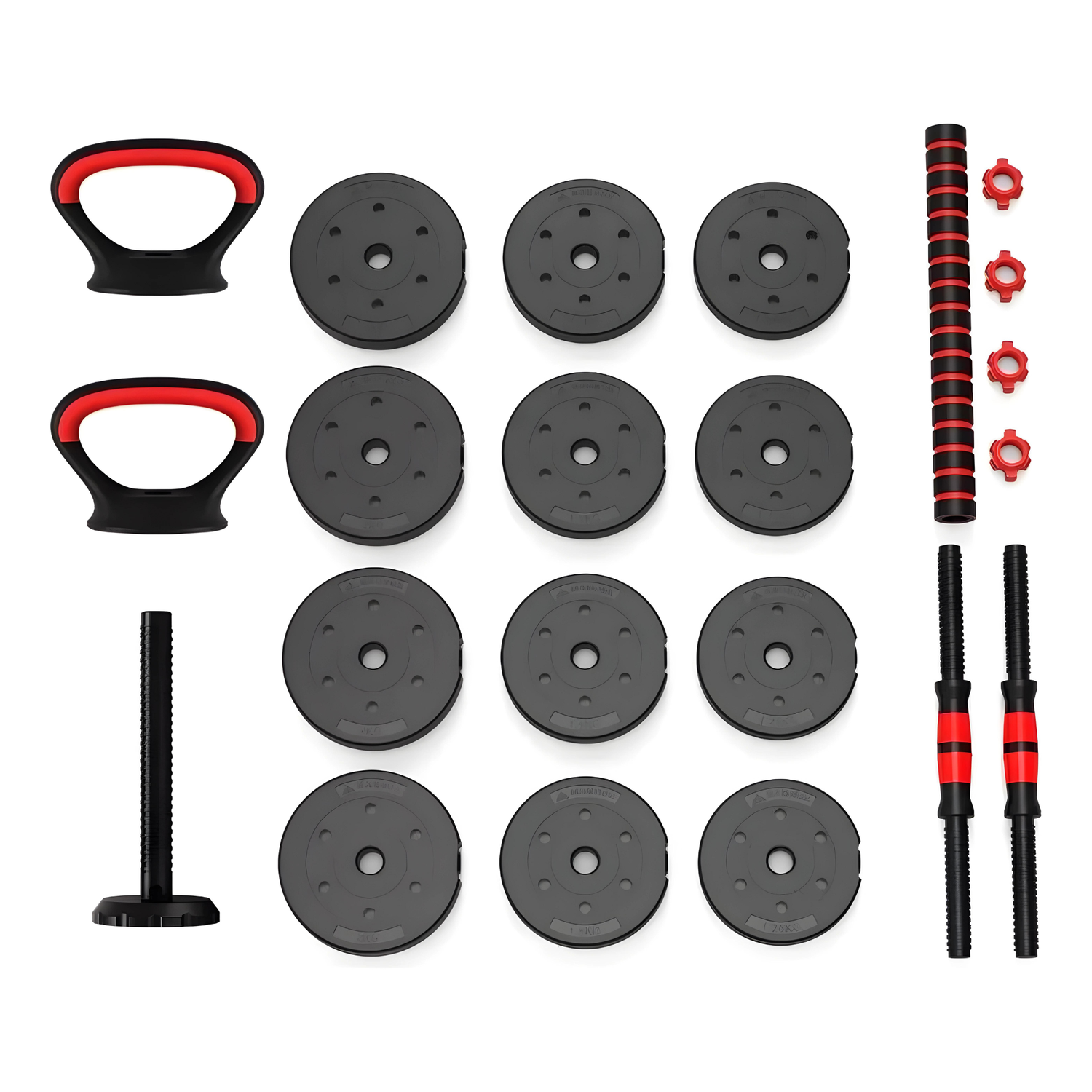 Set Mancuernas Barra Rusa Ajustables 20 Kg 4 En 1 Negro-5