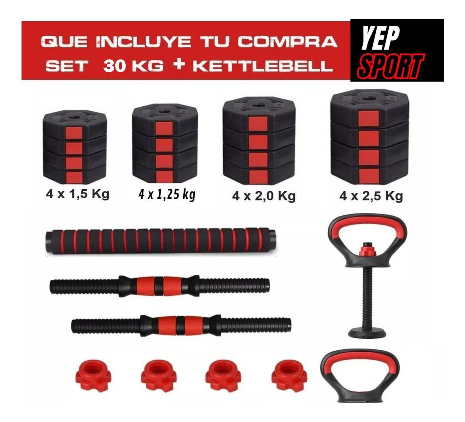 Set Mancuernas Barra Rusa Ajustables 30 Kg 3 En 1-3