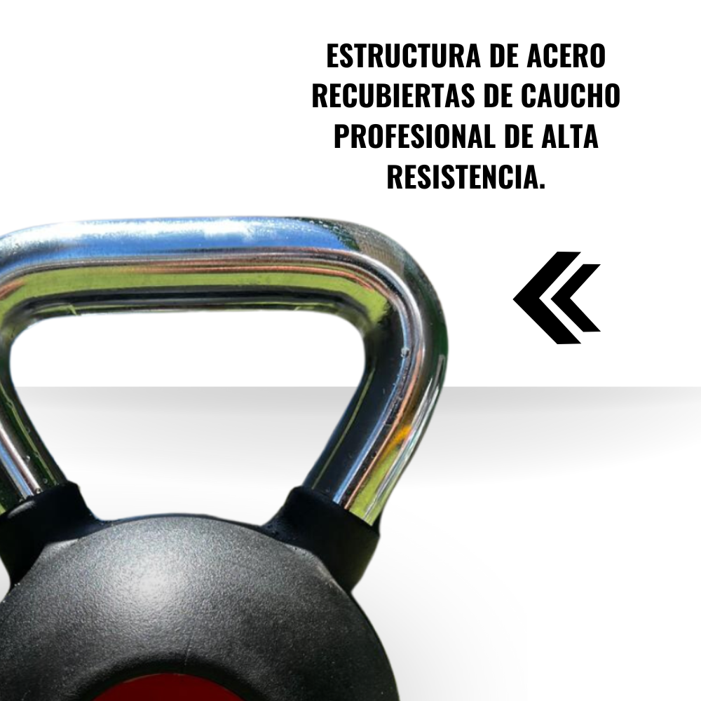 Pesas Rusas Kettlebell de Acero Recubiertas de Caucho 8 Kg-2