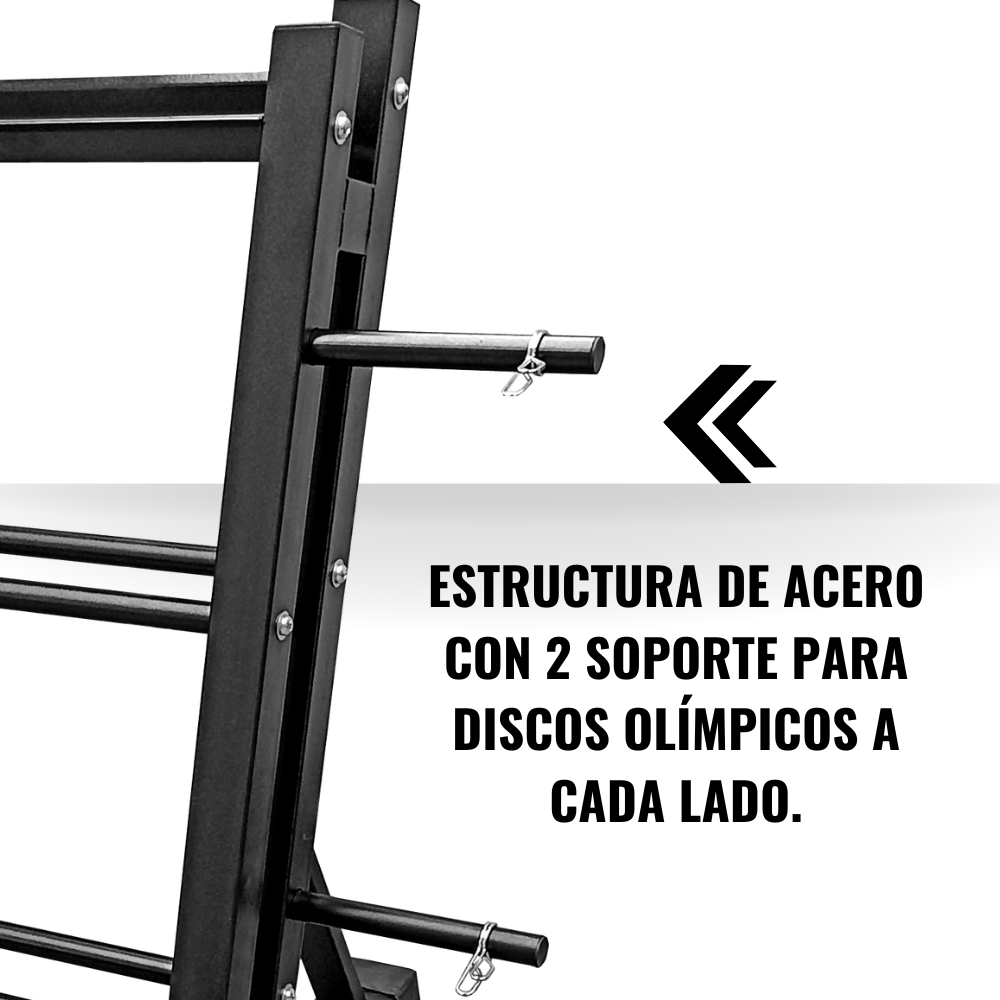 Rack para Mancuernas 3 Niveles YLY05 con Apoyo para Barras-3