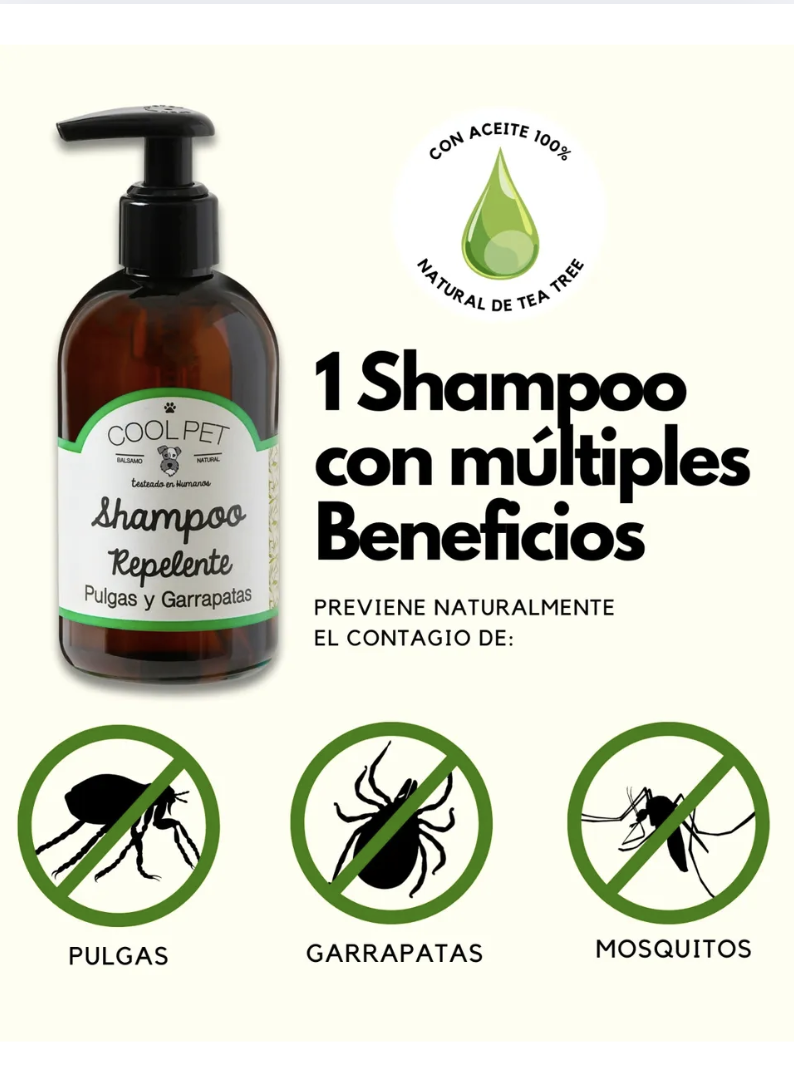 Shampoo Repelente Pulgas Y Garrapatas Coolpet Para Perros - tea tree-2