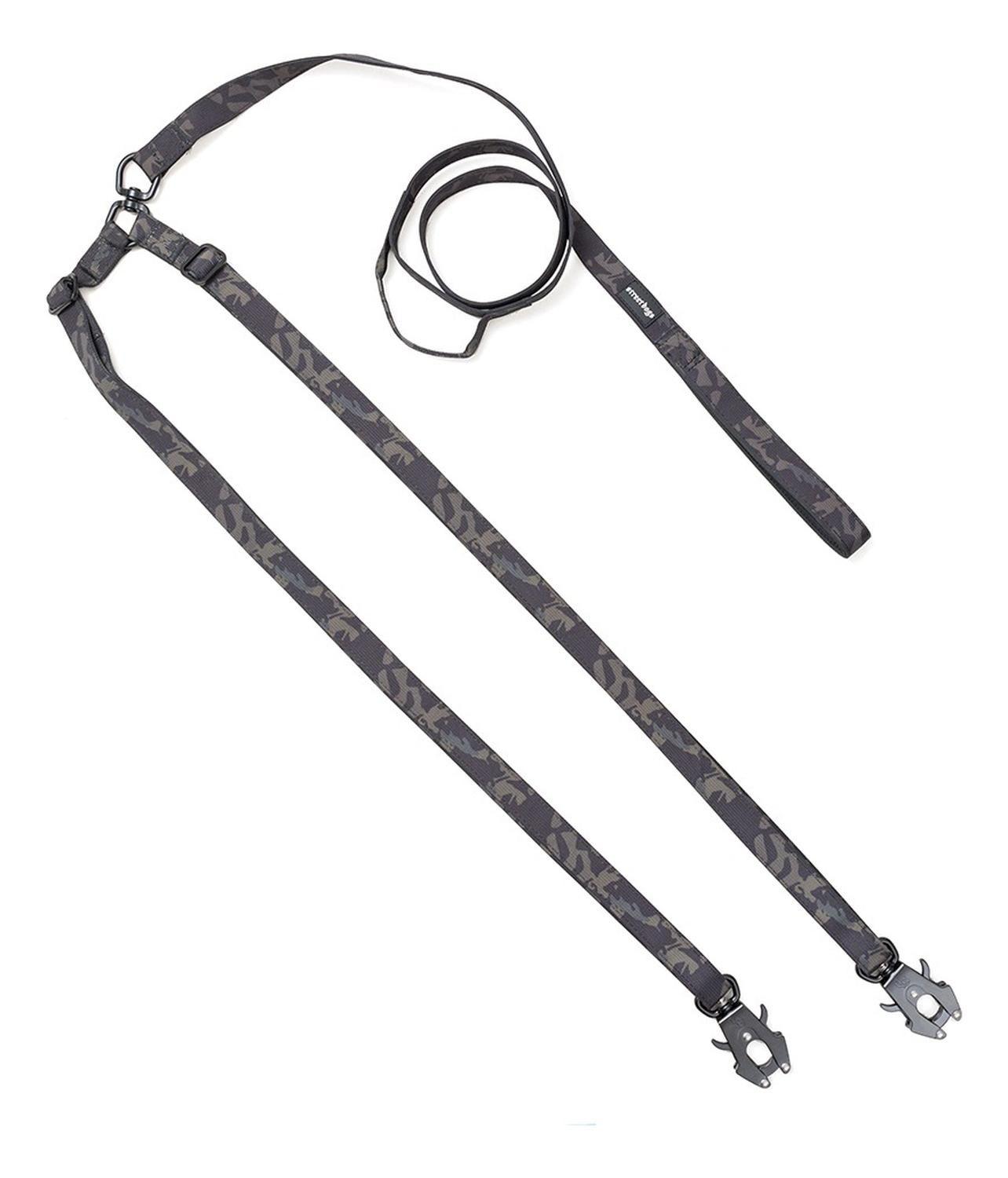 Correa Street Dogs Doble Para Dos Perros Mosquetón Tactic 3m - NEGRO CAMO-4