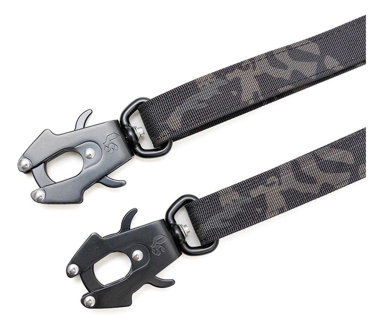 Correa Street Dogs Doble Para Dos Perros Mosquetón Tactic 3m - NEGRO CAMO-5