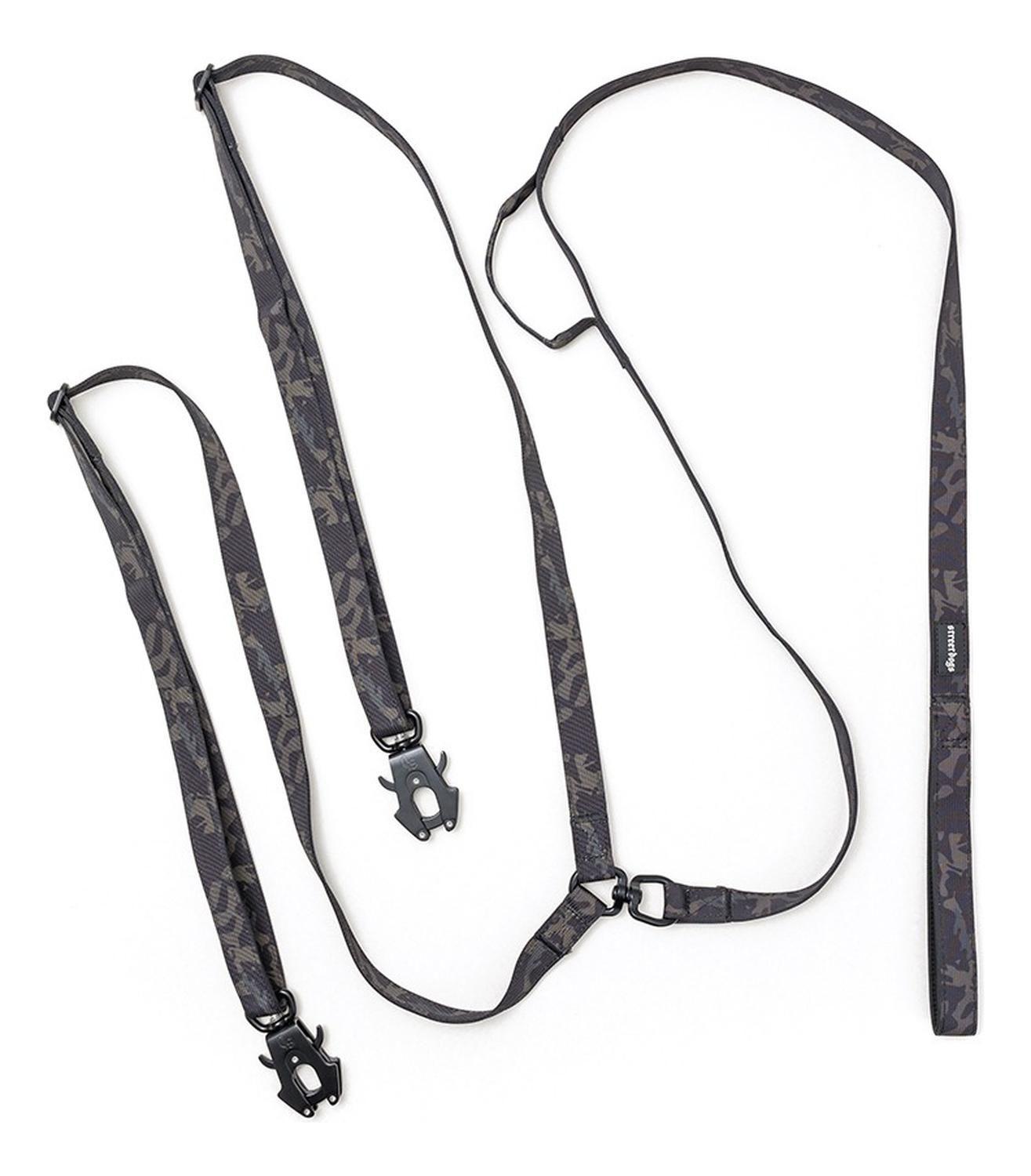 Correa Street Dogs Doble Para Dos Perros Mosquetón Tactic 3m - NEGRO CAMO-6