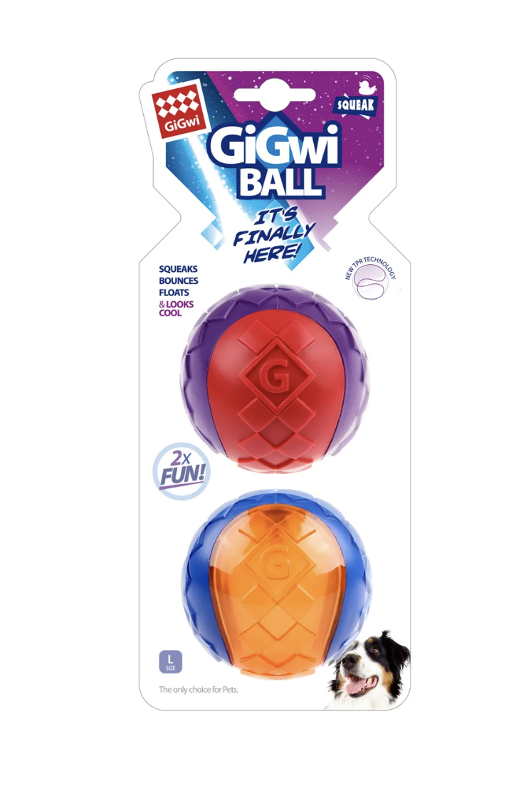 Pelota Juguete Para Perros Squeak 2 Unidades Talla L Gigwi - MIXTO-0