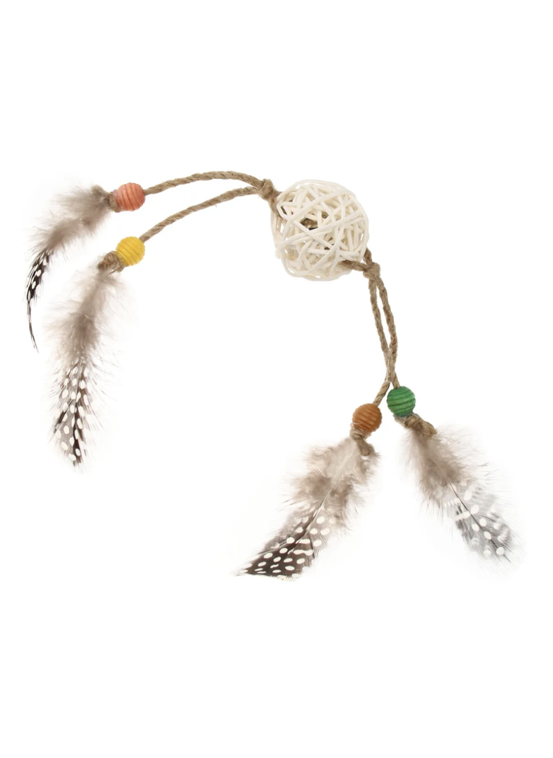 Juguete Gigwi Para Gato Catch Scratch Rattan Y Plumas - BEIGE-1