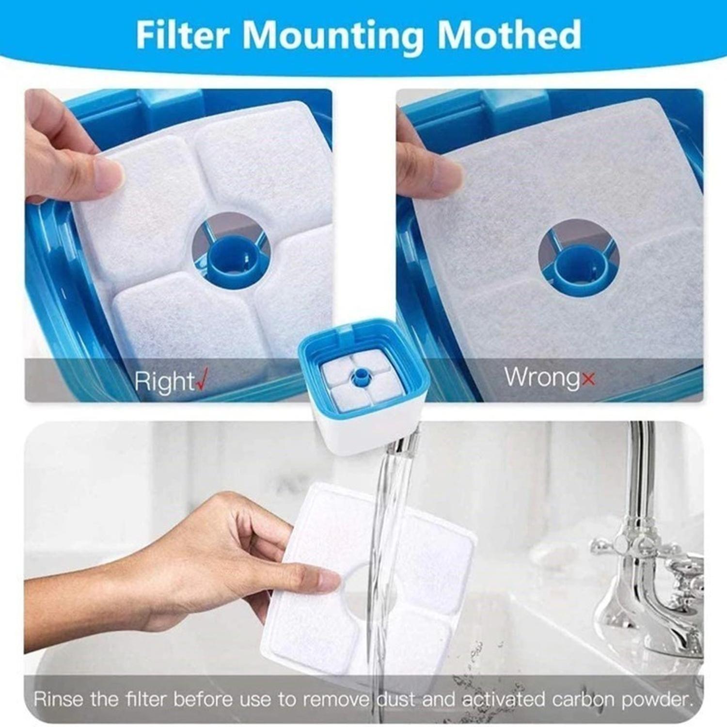 X4 Filtros Cuadrados Fuente De Agua Eléctrica Gatos Perros Blanco-5