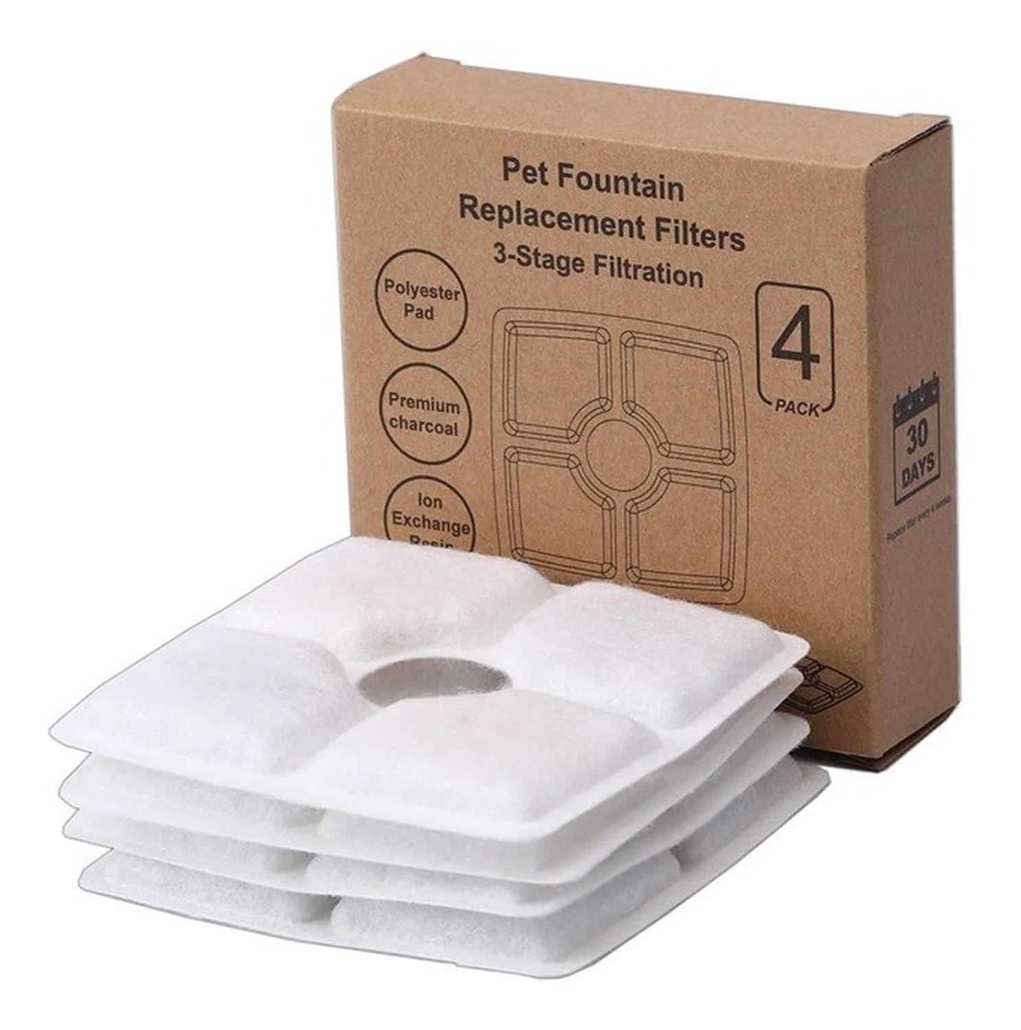 X4 Filtros Cuadrados Fuente De Agua Eléctrica Gatos Perros Blanco-9