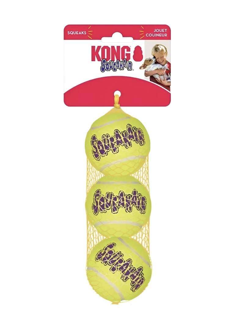Pelota Para Perro Kong Ball Squeak Air Talla M 3 Unidades - AMARILLO-0