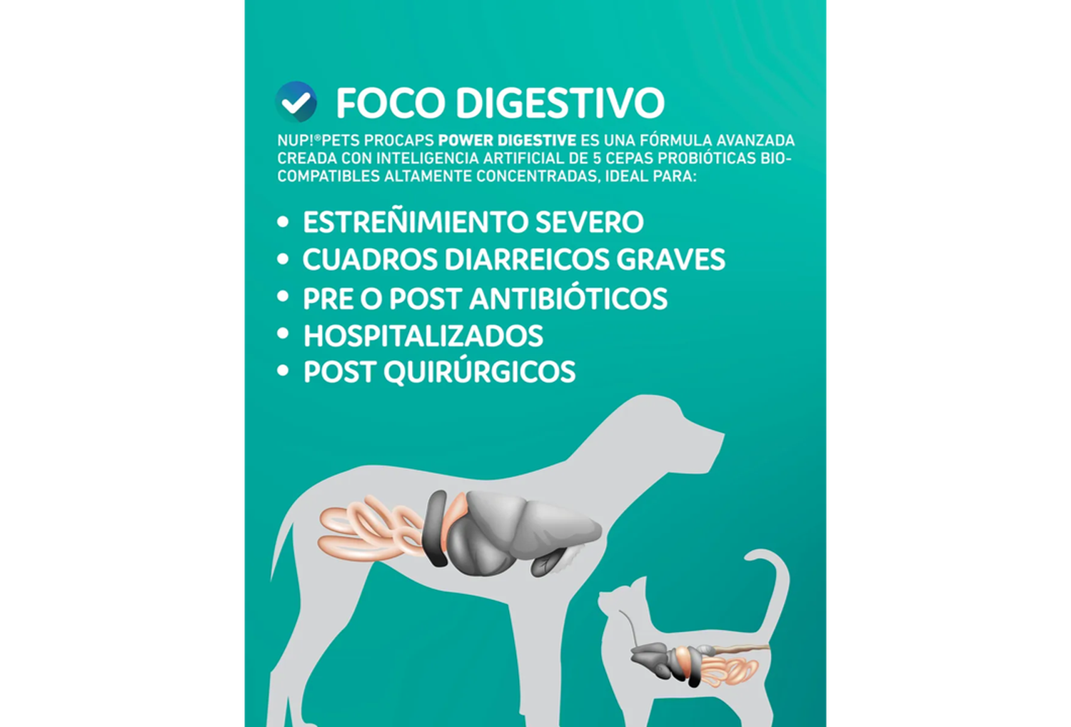 X3 Sachet Nup Pets Pro Caps Power Digestive Perro Gato-3