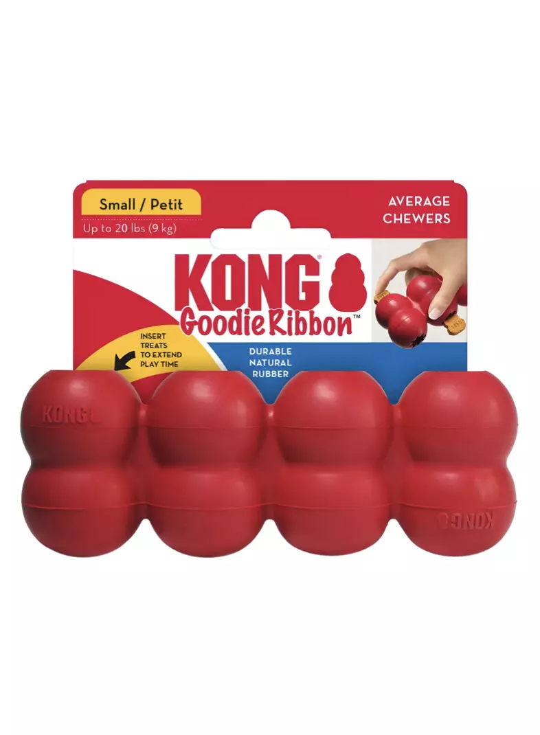 Juguete Rellenable Kong Goodie Ribbon Talla S Hasta 9 Kg - ROJO-0