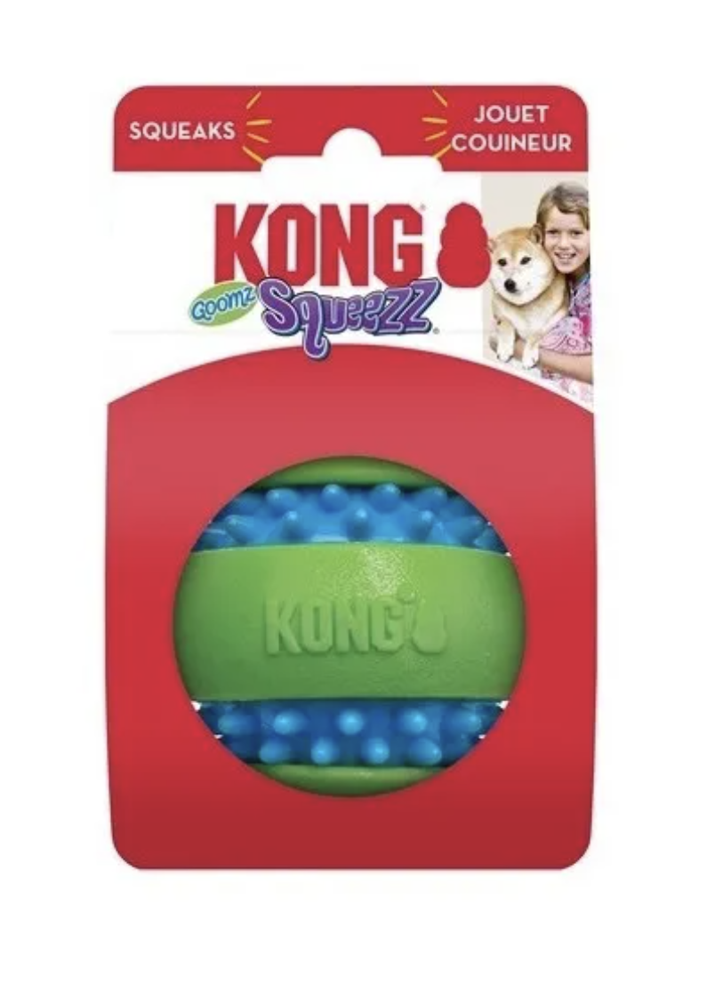 Pelota Kong Squeezz Goomz Ball Para Perro Talla L - VERDE/AZUL-0