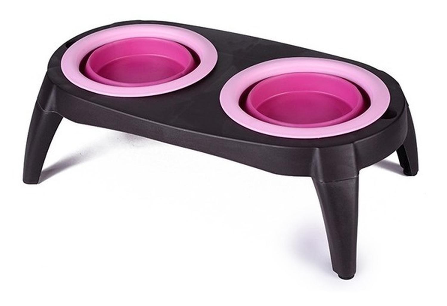 Plato Doble Mascota Plástico Y Silicona Para Perro Y Gato-3