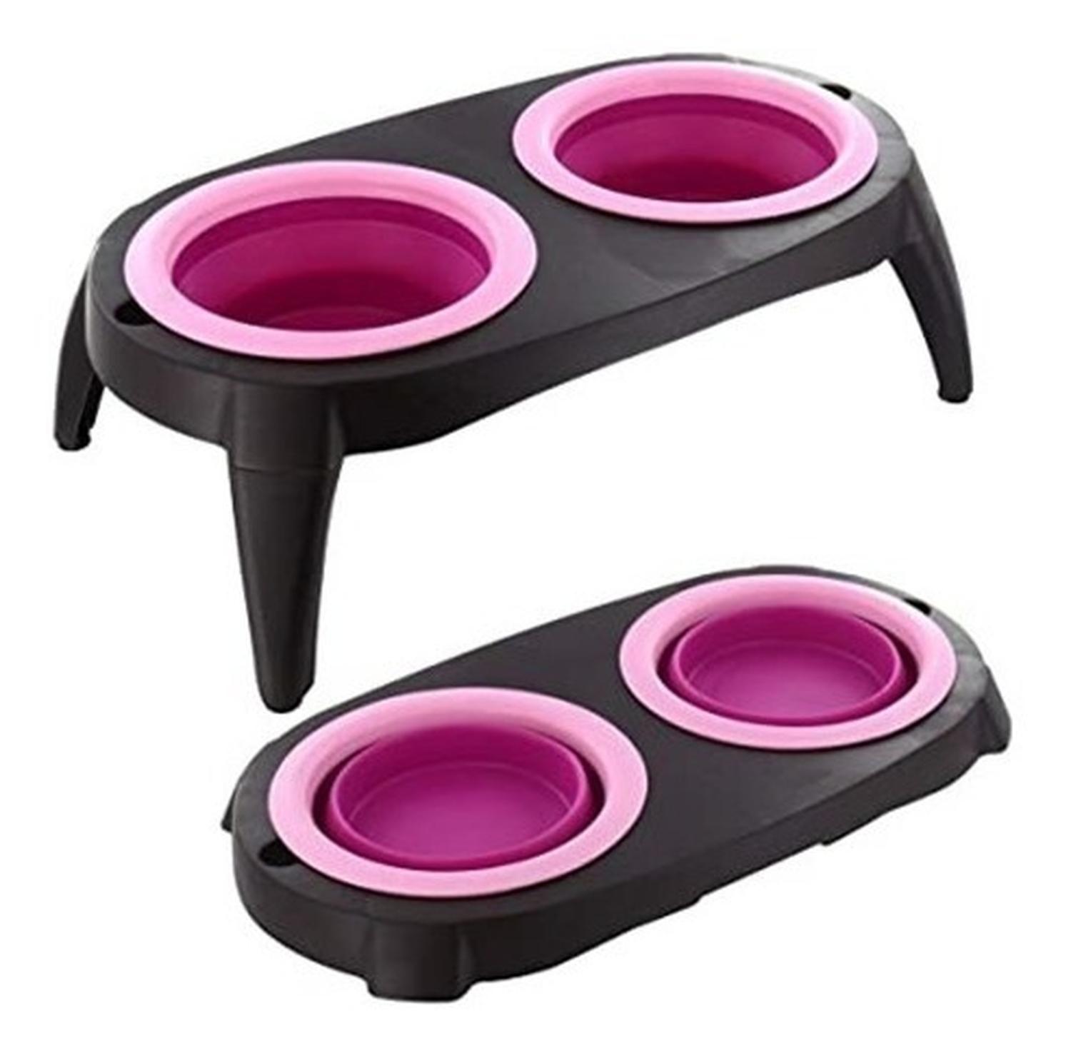 Plato Doble Mascota Plástico Y Silicona Para Perro Y Gato-7