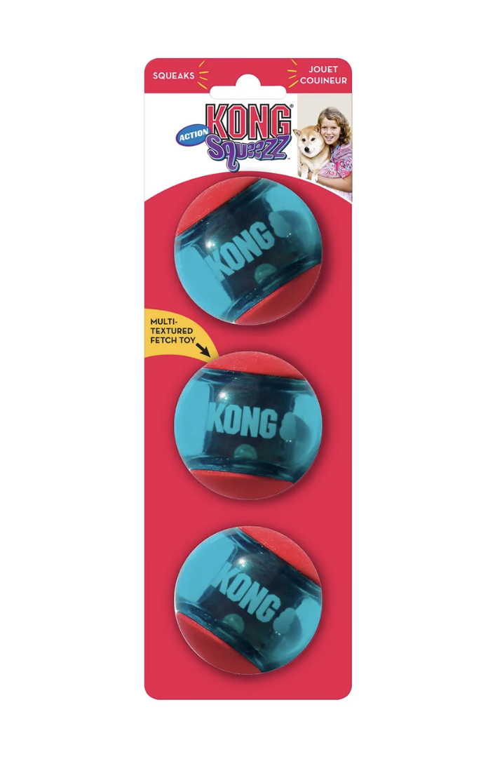 Kong Squeezz Action Ball Pelota Para Perro Con Sonido M X3u. - ROJO/AZUL-0