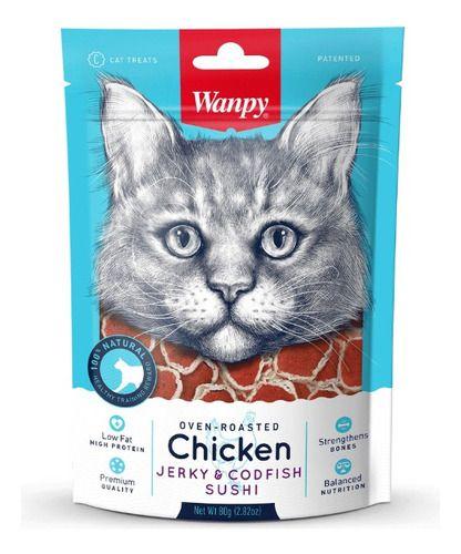 Snack Wanpy Pollo Chicken Codfish Sushi 80 G Para Gatos-2