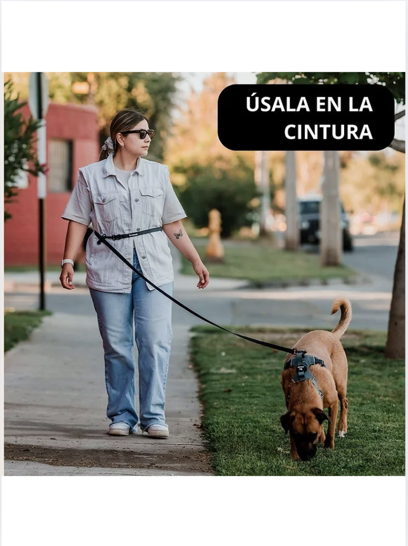 Petlounge Correa De Paseo Manos Libres Para Mascotas Perros - NEGRO-5