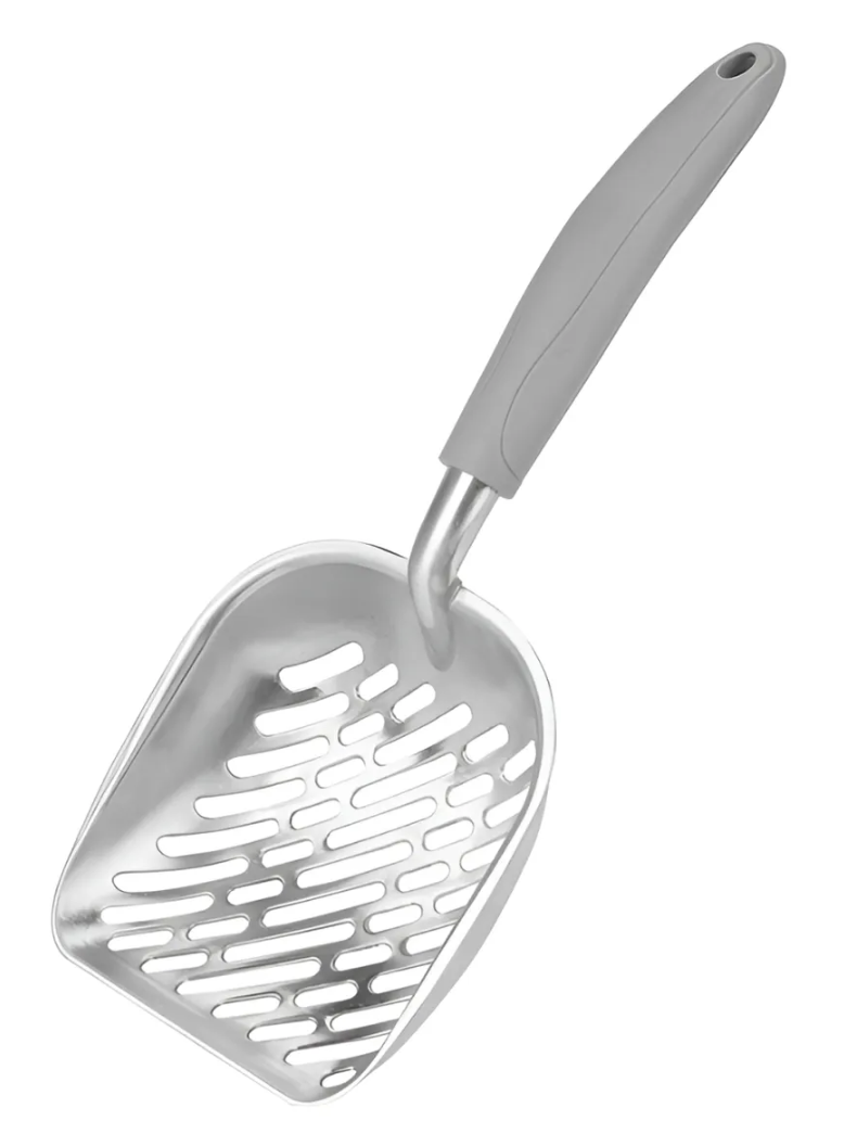 Pala De Metal Para Arena Sanitaria Mascotas Perros Y Gatos - MANGO GRIS-0