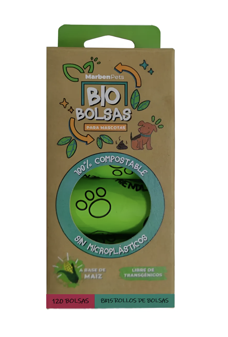Marben Pets Bio Bolsas Para Mascotas 100% Compostable 120u - VERDE-0