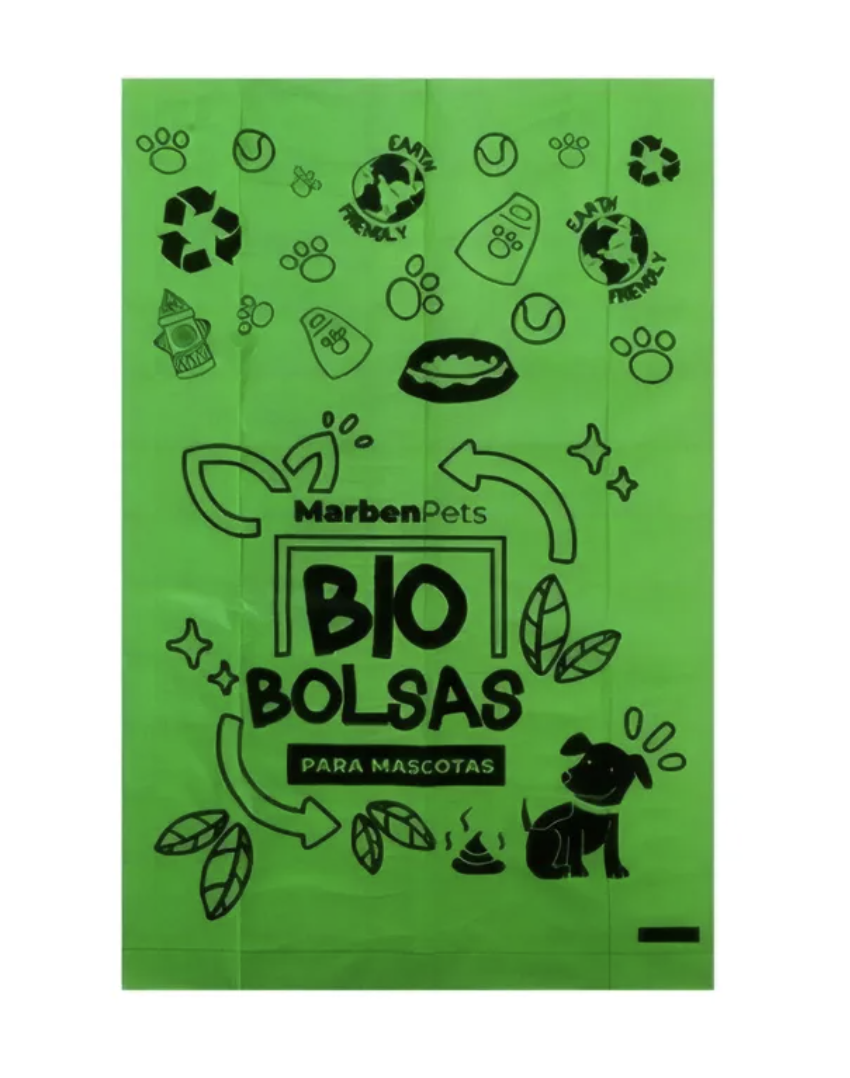 Marben Pets Bio Bolsas Para Mascotas 100% Compostable 120u - VERDE-2