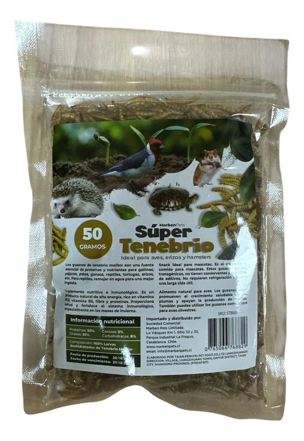 Súper Tenebrios Deshidratados Para Aves Erizos Hámsters 200g-4