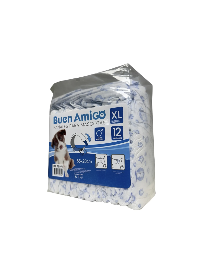 Pañales Desechables Para Mascota Perros Machos Talla Xl - BLANCO, XL cintura 85 cm-1