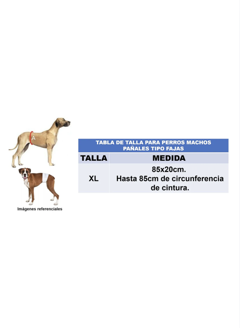 Pañales Desechables Para Mascota Perros Machos Talla Xl - BLANCO, XL cintura 85 cm-2
