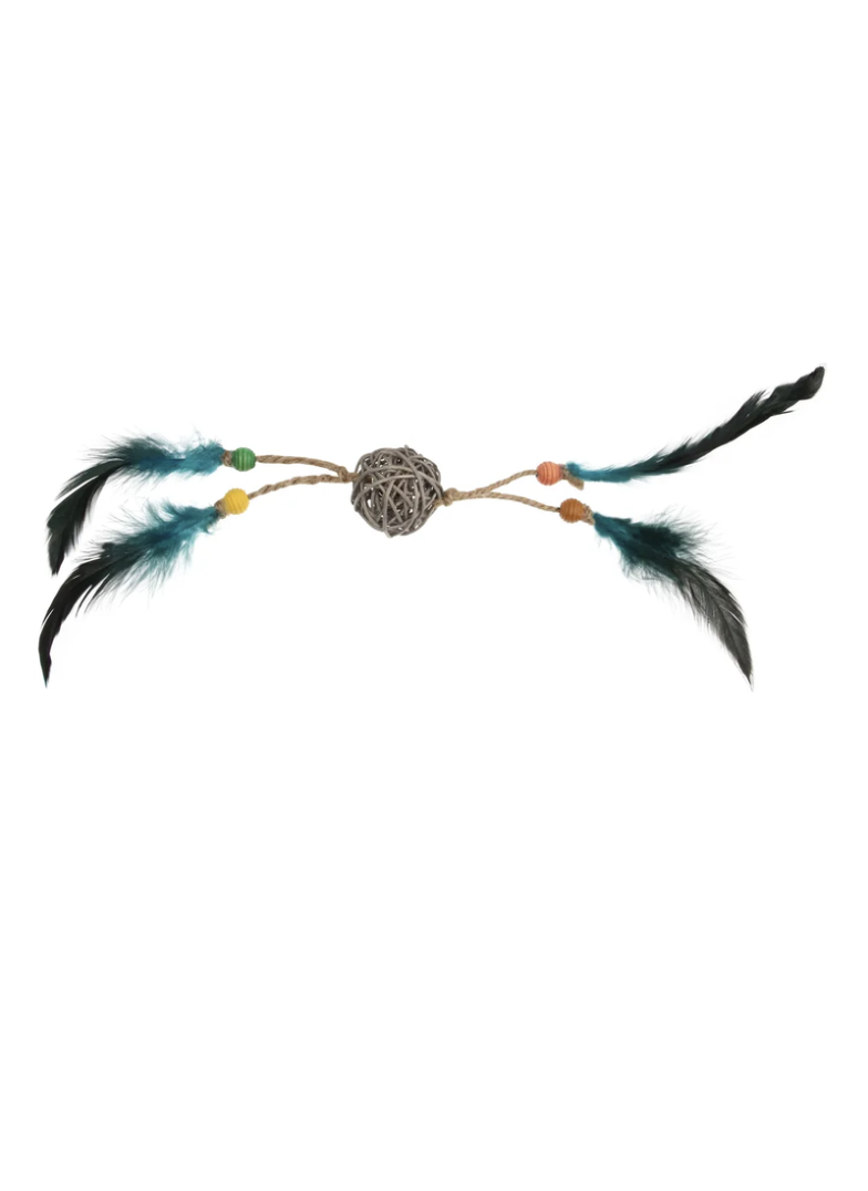 Juguete Gigwi Para Gato Catch Scratch Rattan Y Plumas - AZUL-1