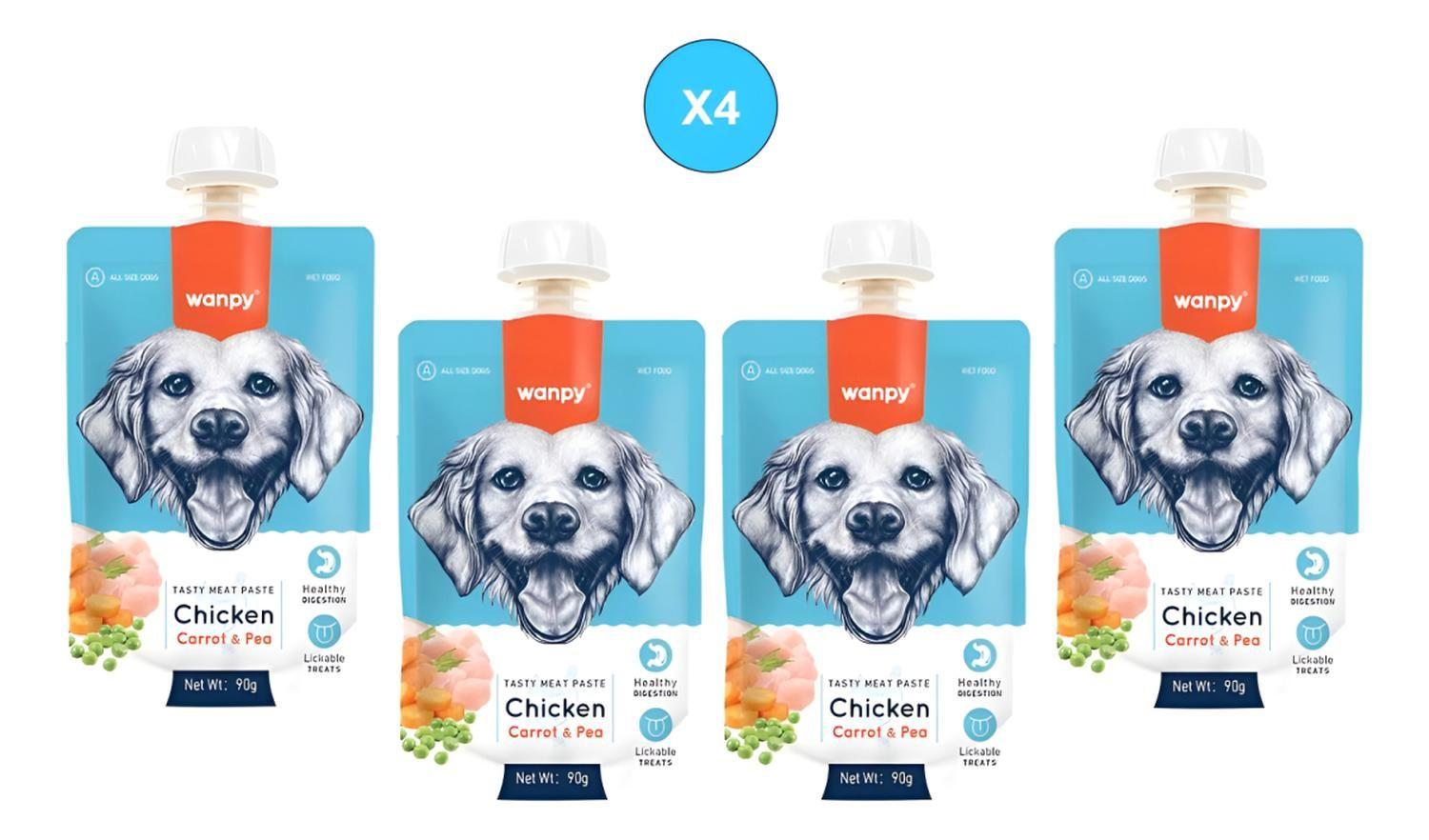 X4 Wanpy Snack Golosina Para Perro En Pasta De 90g C/u-2