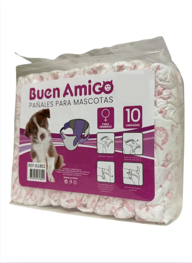 Pañales Desechables Para Mascota Perras Hembras Talla M/l/xl - BLANCO, XL (máx 60cm circunferencia)-2