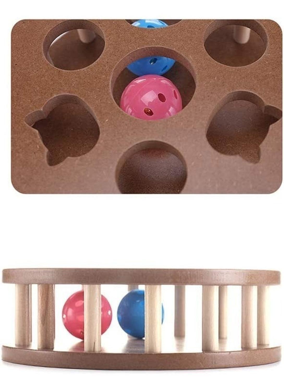 Juguete Para Gato Cat Interactivo Wooden Collision Ball Toy Marrón-2