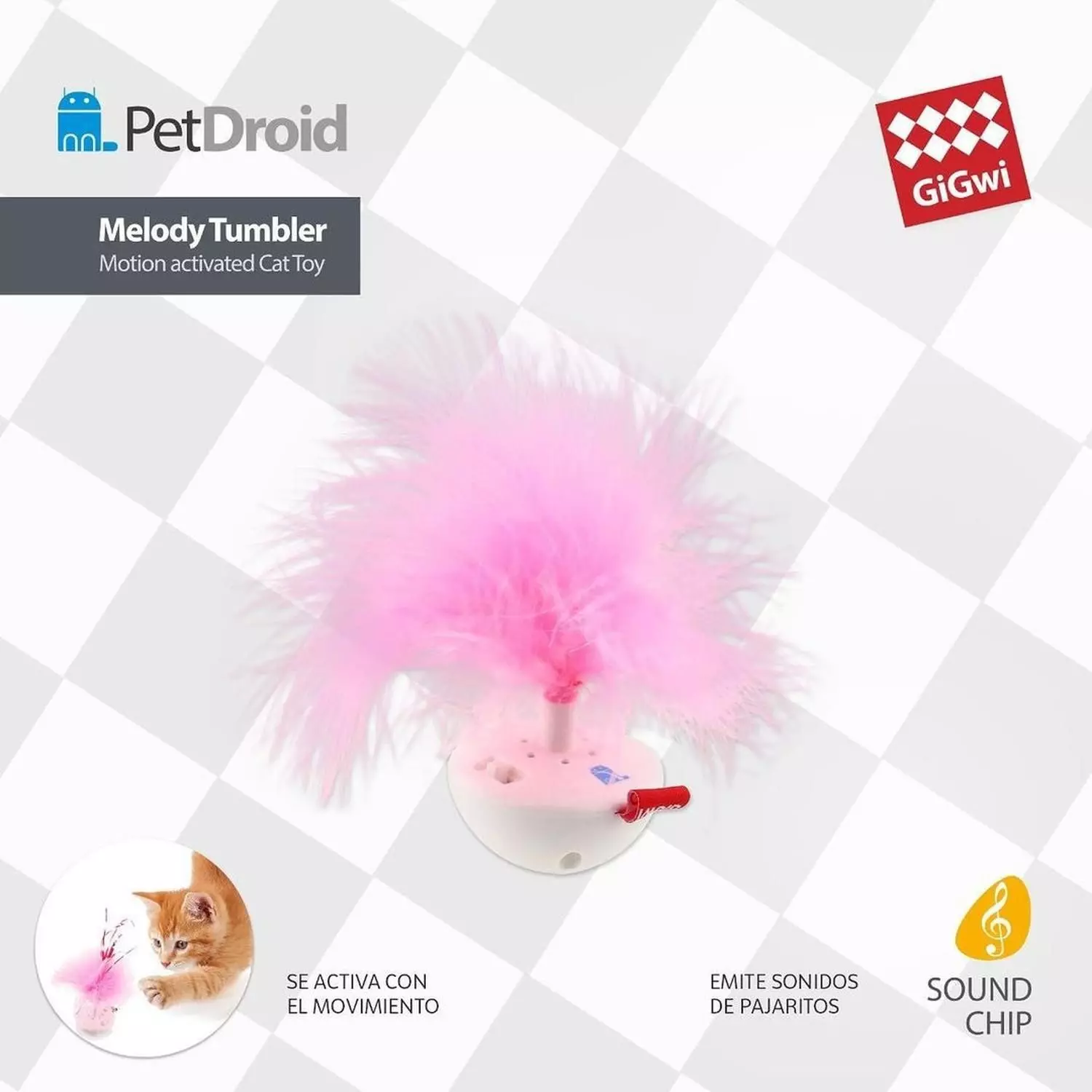 Juguete Interactivo Gato Petdroid Con Pluma Y Sonido Gigwi -4