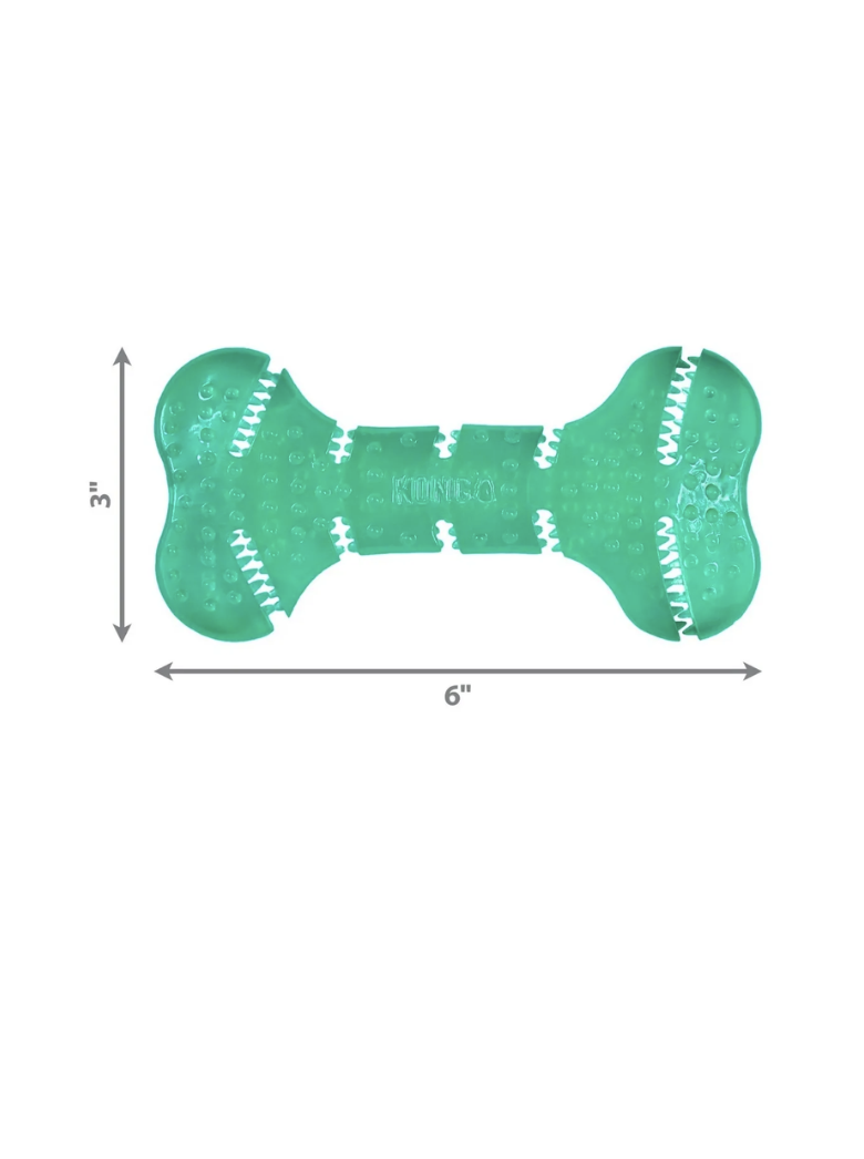 Kong Dental Squeezz Bone Hueso Dental Con Textura Talla M - VERDE-2