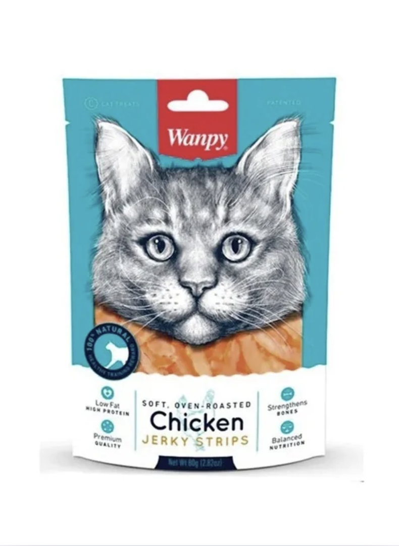 Snack Para Gatos Wanpy 100% Natural Tiritas De Pollo 80g-0