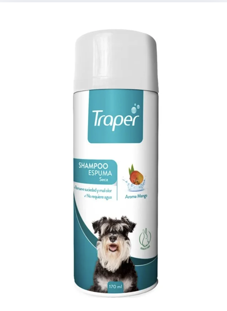 Shampoo Espuma Seca Traper Baño En Seco Para Perros 170ml - MANGO-0