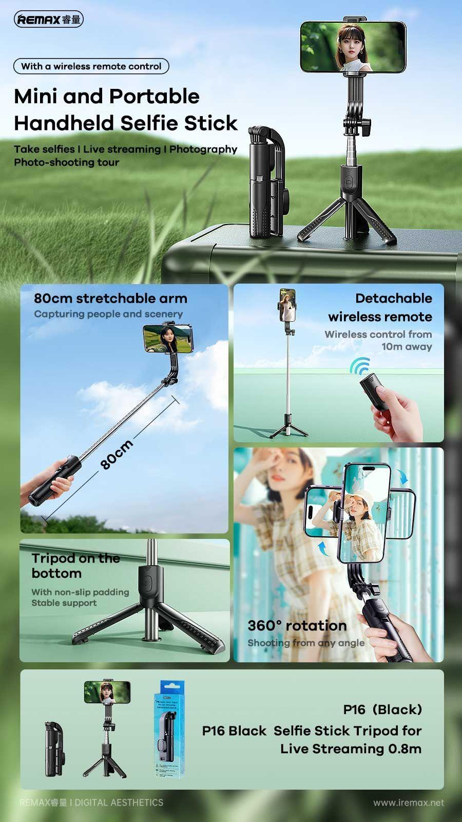 Trípode Selfie Stick con Control Remoto Inalámbrico-2
