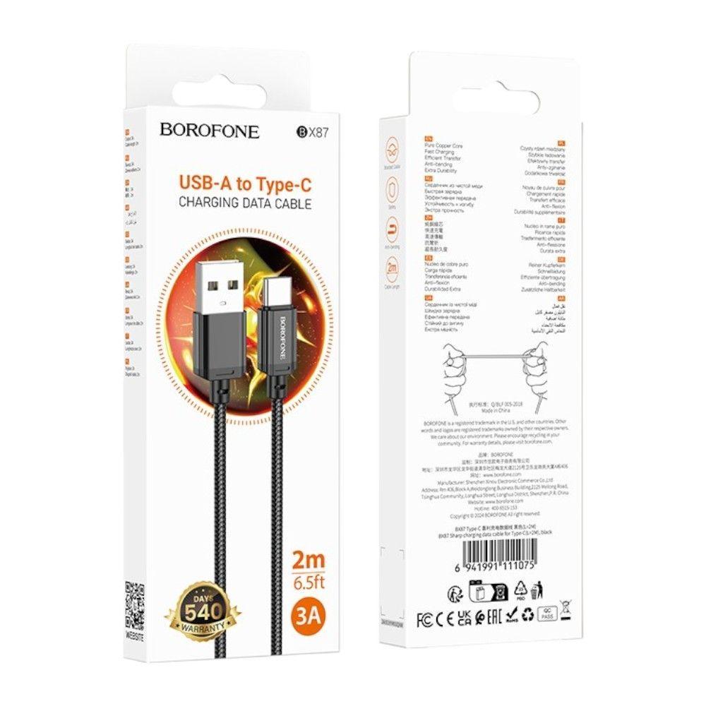 Cable BOROFONE BX87 USB-A a Tipo-C – 5A, 2m, Carga Rápida-2