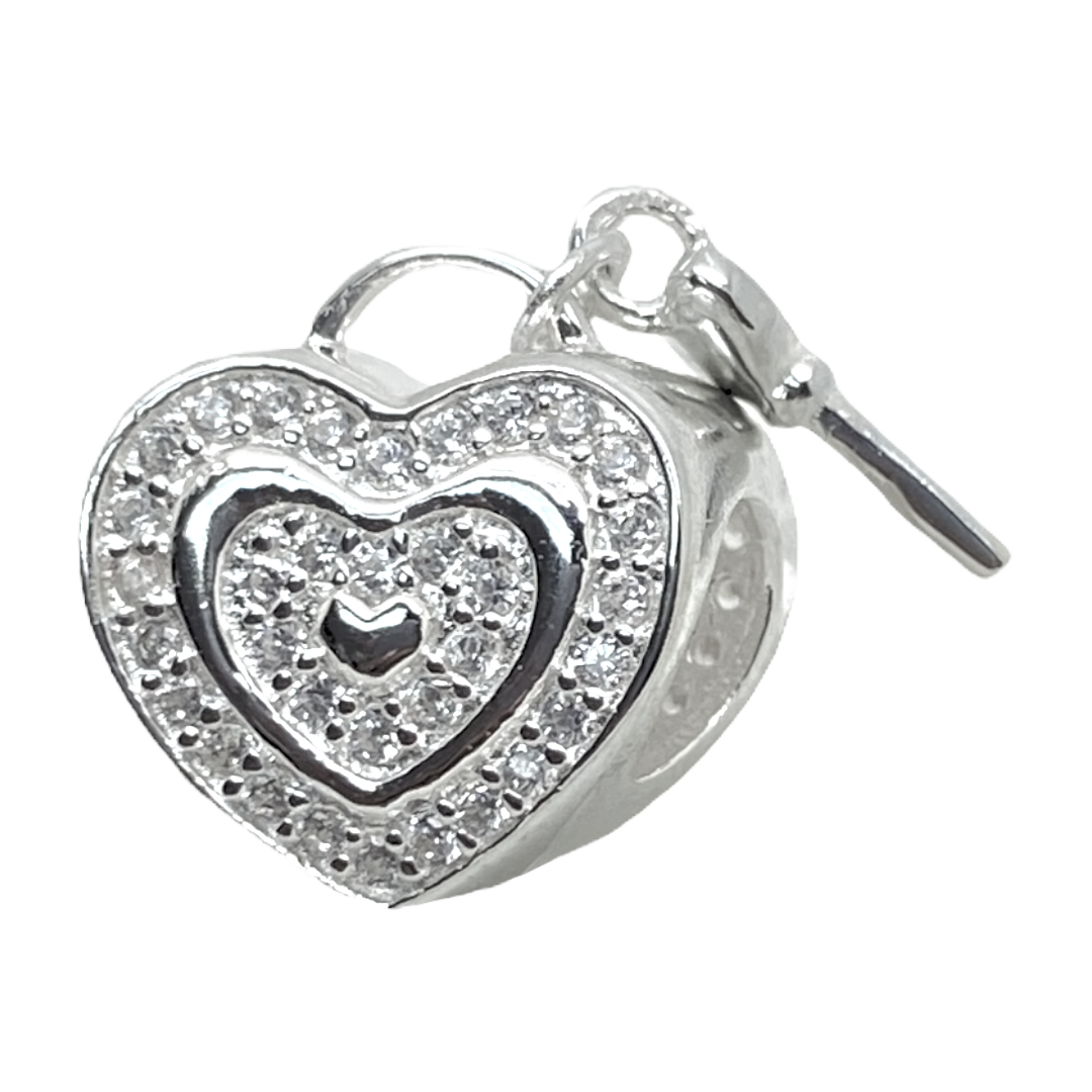 Charm Llave De Corazon Con Cristales Italiana-0