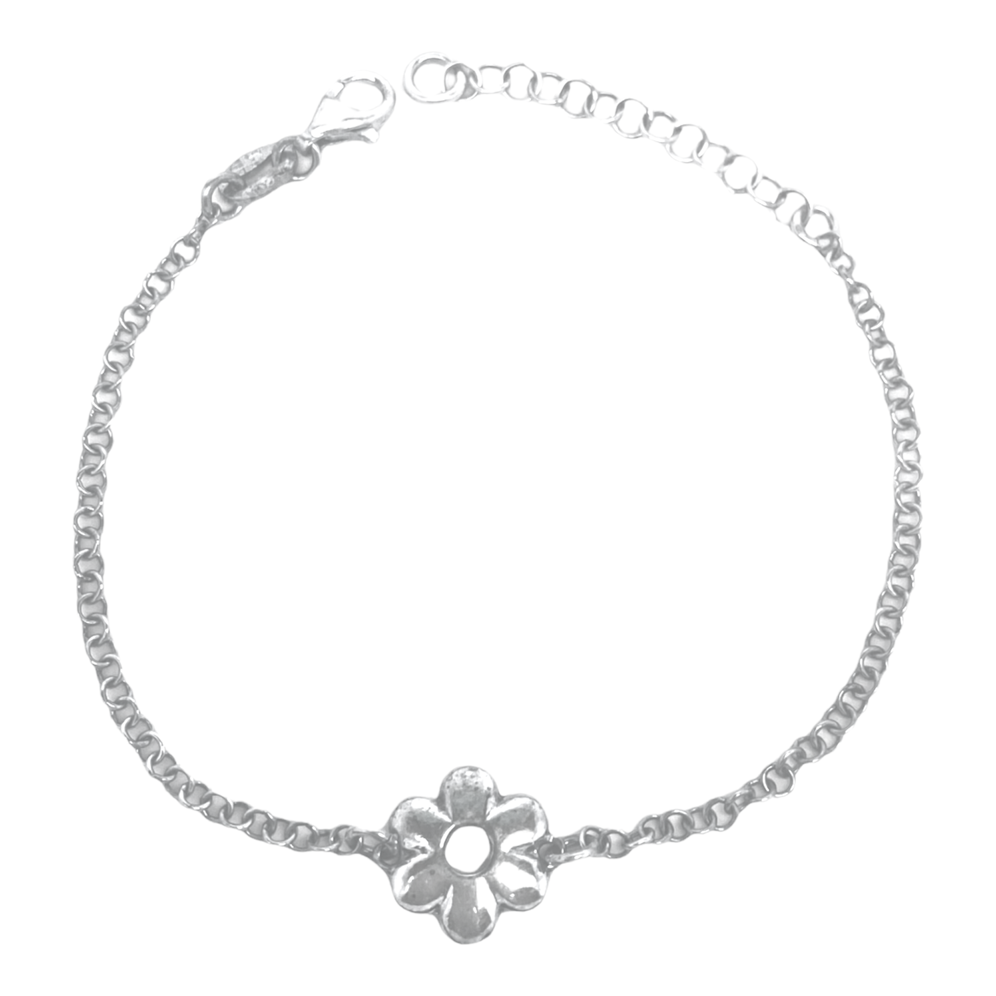 Pulsera De Flor 18Cm Italiana Plata 925-0