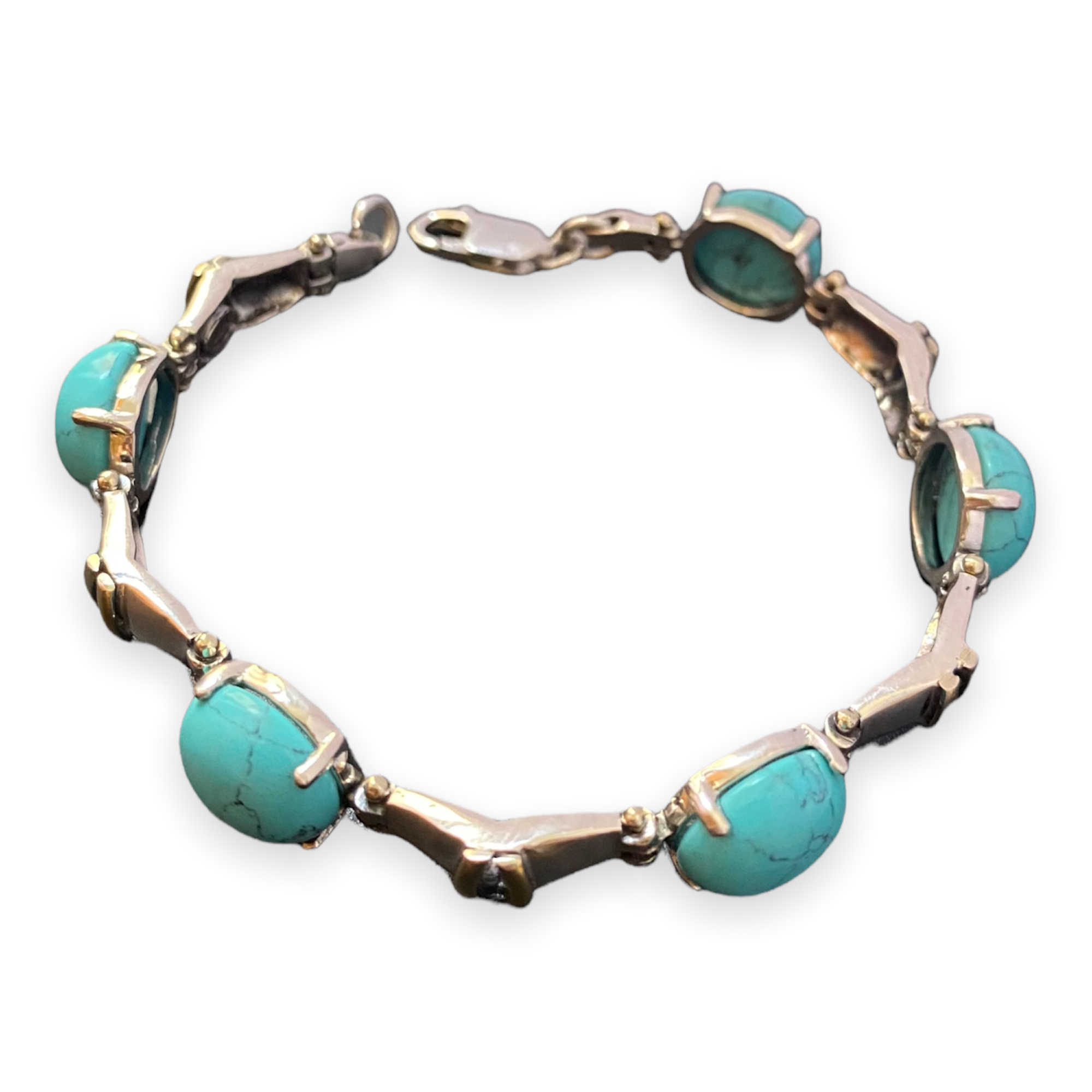 Pulsera Oro Y Plata Piedras Azules 20Cm Plata 925-0