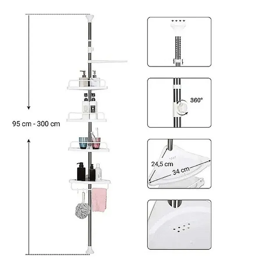 Esquinero ducha baño regulable de 4 niveles-1