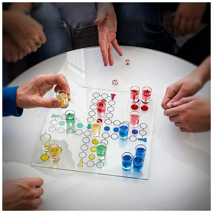 Ludo Shot De Vidrio Con 16 Vasitos De Cortitos Juego De Mesa-2