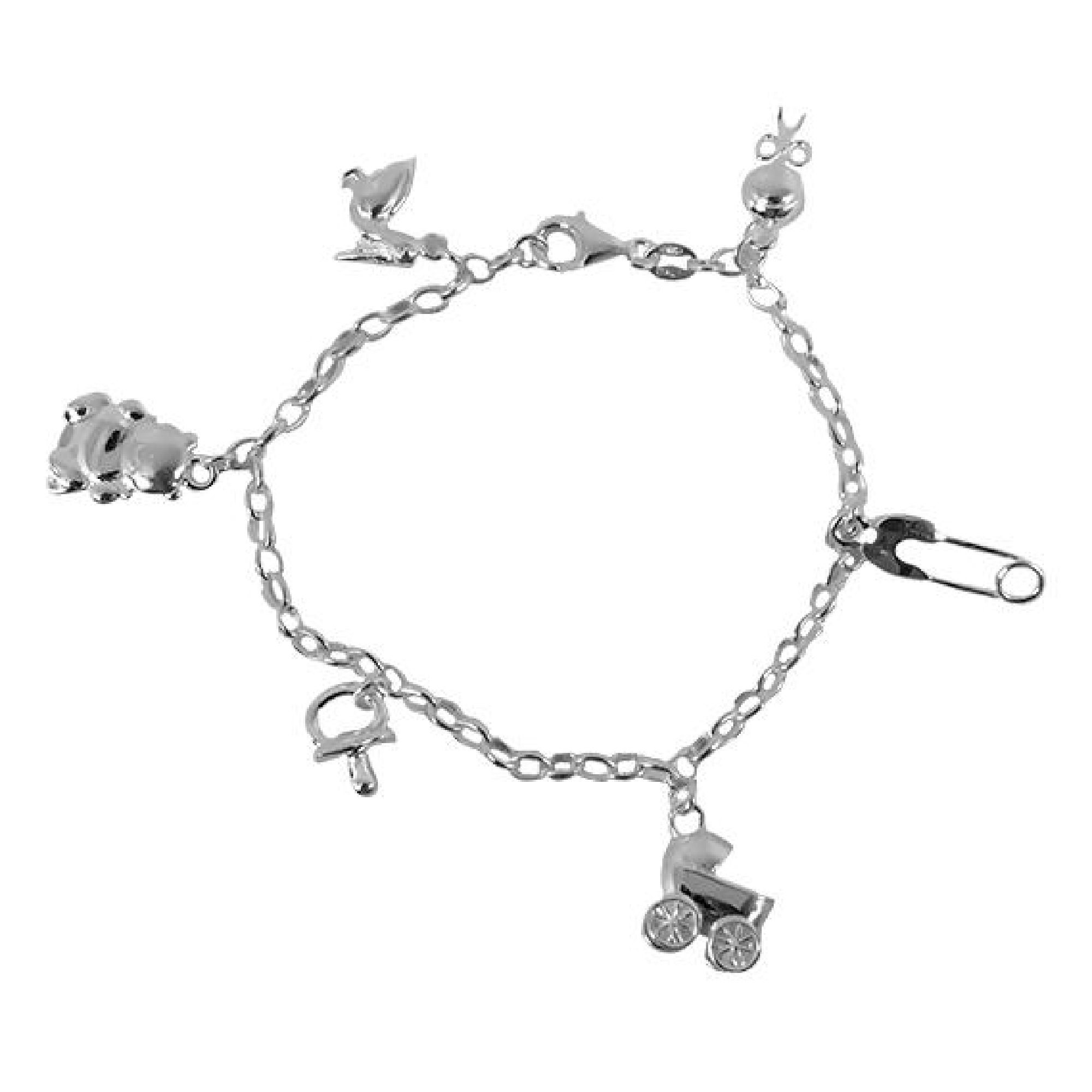 Pulsera Para Mamá Italiana 19Cm Plata 925-0